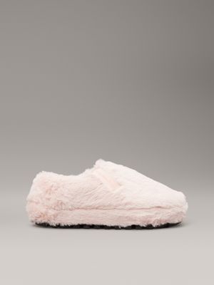 pink faux fur slippers for women calvin klein jeans