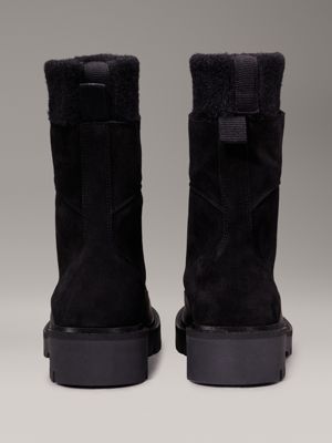 triple black suede winter boots for women calvin klein jeans