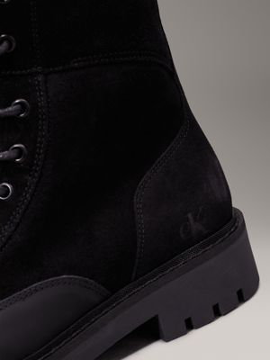 triple black suede winter boots for women calvin klein jeans