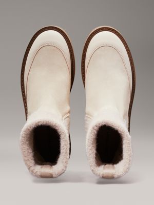eggshell/savannah tan chelsea-boots aus wildleder für den winter für damen - calvin klein jeans