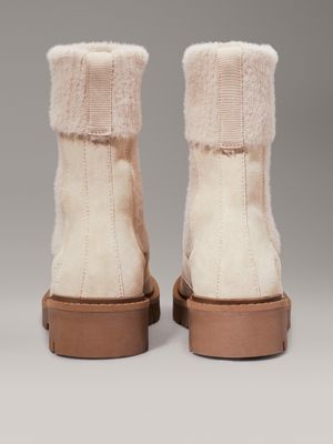 eggshell/savannah tan chelsea-boots aus wildleder für den winter für damen - calvin klein jeans