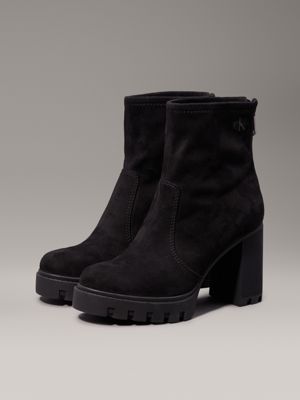 triple black platform heeled boots for women calvin klein jeans