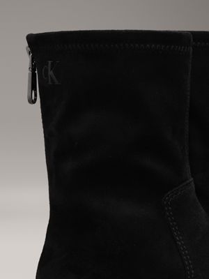 triple black faux suede platform boots for women calvin klein jeans