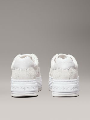 creamy white/eggshell suede platform trainers for women calvin klein jeans