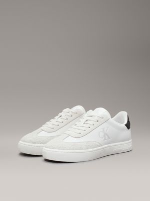 bright white/black leather trainers for women calvin klein jeans