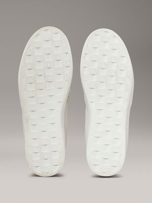 bright white/black leather trainers for women calvin klein jeans