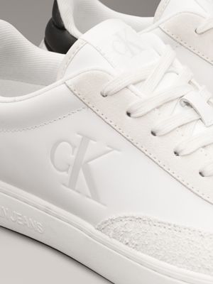 bright white/black leather trainers for women calvin klein jeans