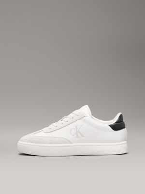 bright white/black leather trainers for women calvin klein jeans