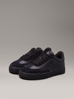 triple black leather trainers for women calvin klein jeans