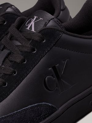 triple black leather trainers for women calvin klein jeans