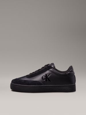 triple black leather trainers for women calvin klein jeans