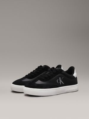 black/bright white leather trainers for women calvin klein jeans