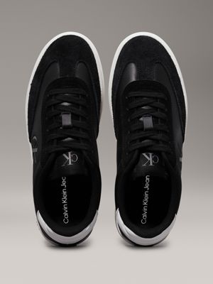 black/bright white leather trainers for women calvin klein jeans