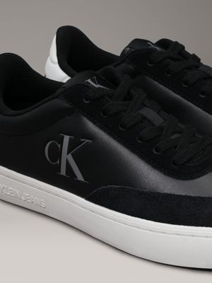 black/bright white leather trainers for women calvin klein jeans