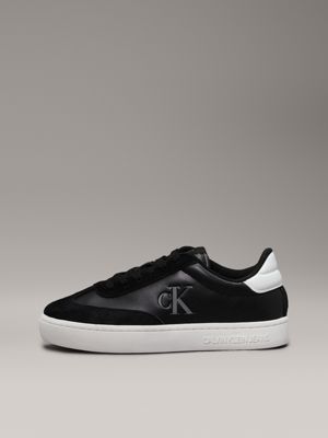 black/bright white leather trainers for women calvin klein jeans