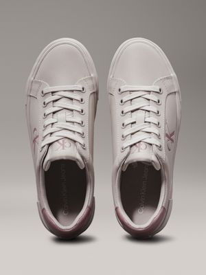 eggshell/dusty rose leather platform trainers for women calvin klein jeans