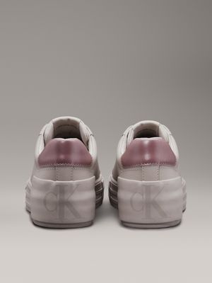 eggshell/dusty rose leather platform trainers for women calvin klein jeans