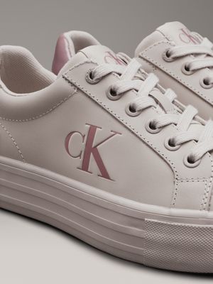 eggshell/dusty rose leather platform trainers for women calvin klein jeans