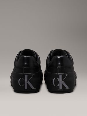 triple black leather platform trainers for women calvin klein jeans