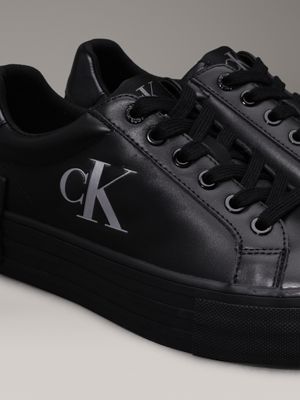 triple black leather platform trainers for women calvin klein jeans