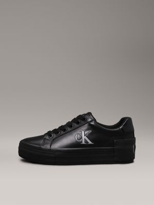 triple black leather platform trainers for women calvin klein jeans