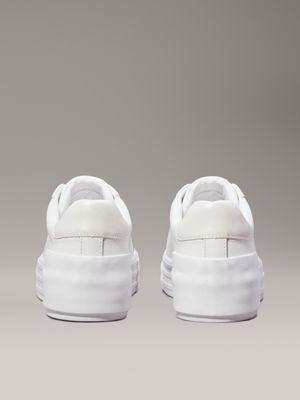 bright white/creamy white leather platform trainers for women calvin klein jeans