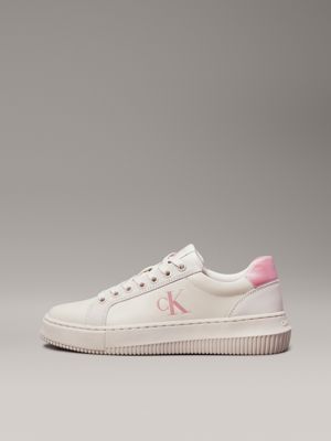 eggshell/dusty rose leather trainers for women calvin klein jeans