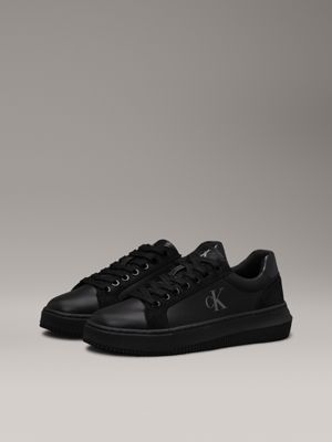 triple black leather trainers for women calvin klein jeans