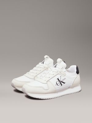 bright white/black leather trainers for women calvin klein jeans