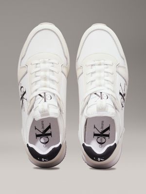 bright white/black leather trainers for women calvin klein jeans