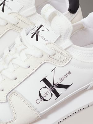 bright white/black leather trainers for women calvin klein jeans