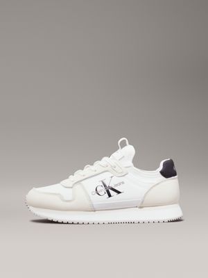 bright white/black leather trainers for women calvin klein jeans