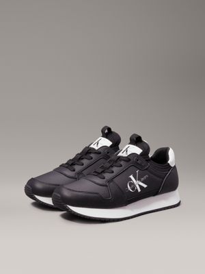 black/bright white leather trainers for women calvin klein jeans