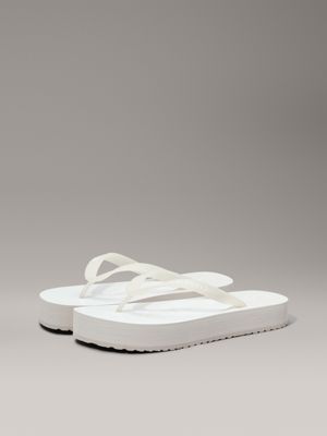 eggshell/white platform flip flops for women calvin klein jeans