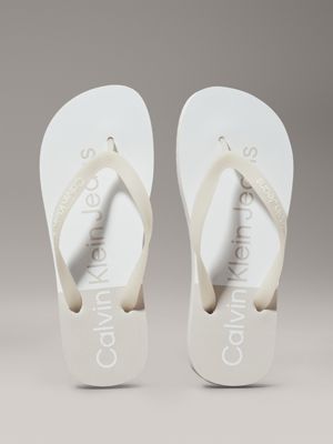 eggshell/white platform flip flops for women calvin klein jeans