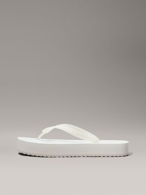 eggshell/white platform flip flops for women calvin klein jeans