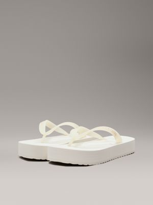 creamy white/whisper pink platform flip flops for women calvin klein jeans