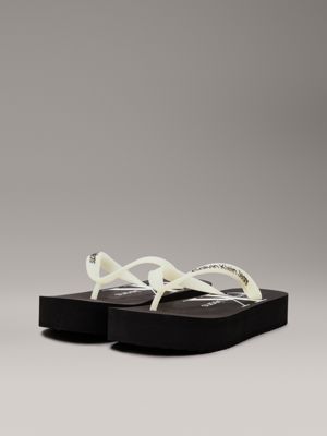 black/bright white platform flip flops for women calvin klein jeans