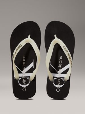 black/bright white platform flip flops for women calvin klein jeans