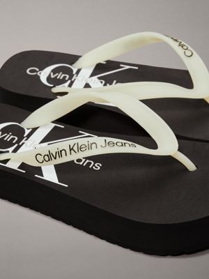 black/bright white platform flip flops for women calvin klein jeans