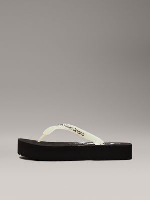 black/bright white platform flip flops for women calvin klein jeans