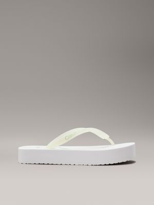 bright white/cameo green platform flip flops for women calvin klein jeans