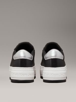 black silver leather platform trainers for women calvin klein jeans