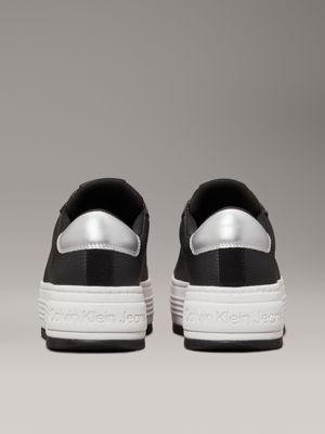 black/silver leather platform trainers for women calvin klein jeans