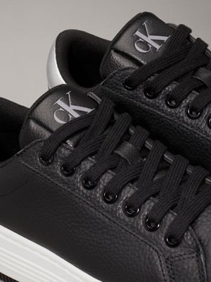 black silver leather platform trainers for women calvin klein jeans