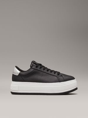 black leather platform trainers for women calvin klein jeans