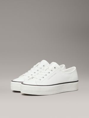 bright white/black leather platform trainers for women calvin klein jeans