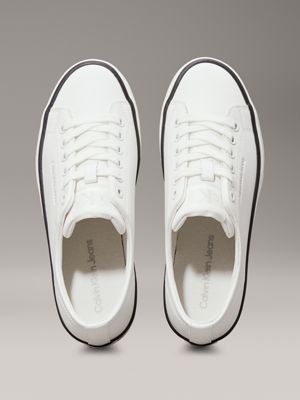 bright white/black leather platform trainers for women calvin klein jeans