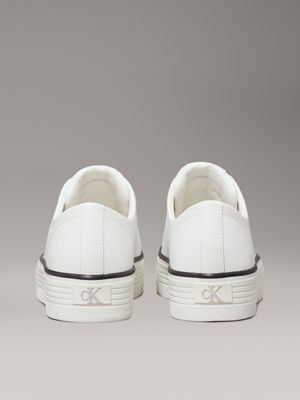 bright white/black leather platform trainers for women calvin klein jeans