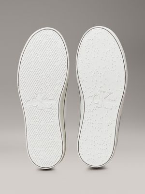 baskets compensées en cuir bright white/black pour femmes calvin klein jeans
